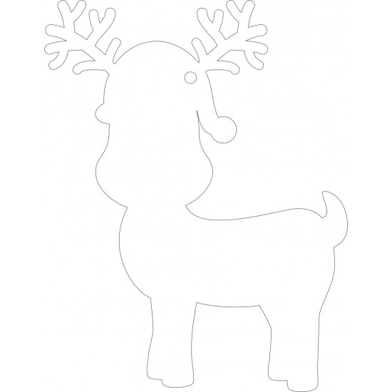 100mm Clear Acrylic Cute Reindeer Shape (pack of 5) Christmas Acrylic