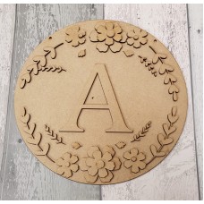 3MM MDF Circle Initial Layered Floral Plaque Joined Words and Names to Order