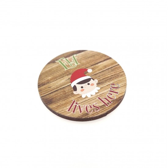 3mm Printed Token - Elf Lives Here Christmas Craft Shapes