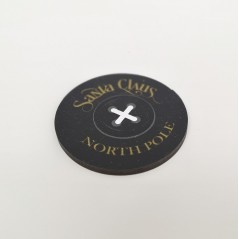3mm Printed Santa Button - Black and Gold Christmas Craft Shapes