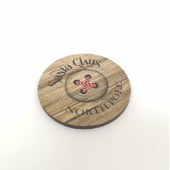 3mm Printed Santa Button - Wood Effect Christmas Craft Shapes