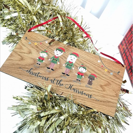 Printed Elf or Gnome Rectangle Christmas Baubles