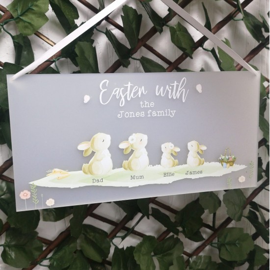 Printed Bunny Family Plaque UV PRINTED ITEMS