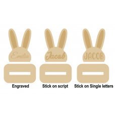 18mm Bunny Head Stocking Hanger (with stick on or engraved name) Christmas Shapes