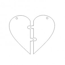 3mm Acrylic 2 Piece Heart Jigsaw Keyring set (pack of 5 sets) Keys and Keyrings