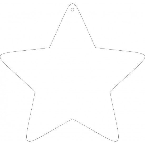 10cm High Acrylic Rounded Star 1 Hole (pack of 10)