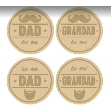 3mm mdf Layered Dad Moustache or Beard Circle Fathers Day