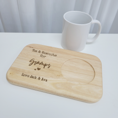 Printed Wooden Tea and Biscuits Tray - Engraved Look Fathers Day