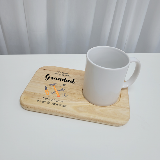 Printed Wooden Tea and Biscuits Tray - Tools Design Fathers Day