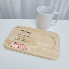Printed Wooden Tea and Biscuits Tray - Floral Mother's Day