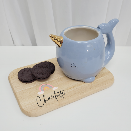 Printed Wooden Tea and Biscuits Tray - Rainbow Mother's Day