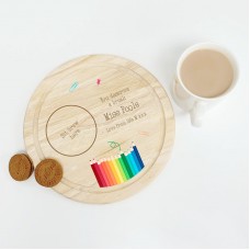 Printed Round Wooden Tea and Biscuits Tray - Teacher Teachers