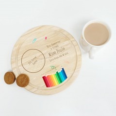 Printed Round Wooden Tea and Biscuits Tray - Teacher Teachers