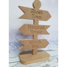 18MM MDF Halloween Signpost with Stand - Engraved or Stick on Wording Halloween
