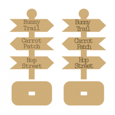 18MM MDF Easter Signpost with Stand - Engraved or Stick on Wording Easter