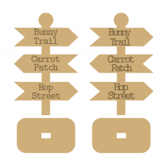 18MM MDF Easter Signpost with Stand - Engraved or Stick on Wording Easter