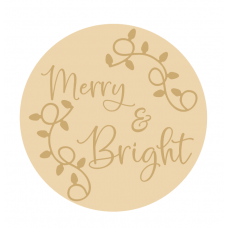 3MM MDF Layered Circle - Merry and Bright with vine leaves Personalised and Bespoke