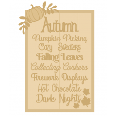 3MM MDF A3 Layered Rectangle - Autumn Quote Sign Christmas Crafting