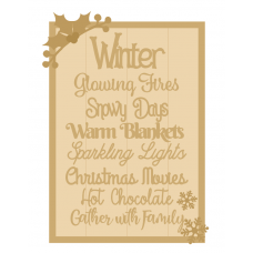3MM MDF A3 Layered Rectangle - Winter Quote Sign Christmas Crafting
