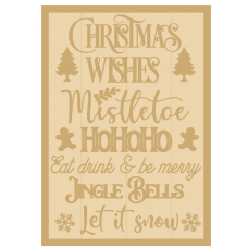 3MM MDF A3 Layered Rectangle - Christmas Wishes Christmas Crafting