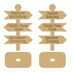 18MM MDF Christmas Signpost with Stand - Engraved or Stick on Wording Personalised and Bespoke