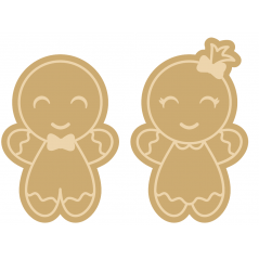 4mm Oak Veneer Layered Gingerbread Boy and Girl + 3mm mdf top layer Christmas Baubles