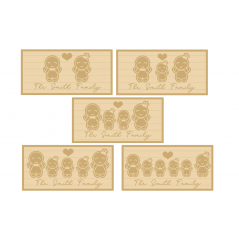 3mm mdf Personalised Rectangular Layered Family Gingerbread Plaque Christmas Baubles