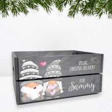 Printed Grey Christmas Crate - Gnome/Gonk Personalised and Bespoke