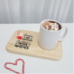 Printed Wooden Hot Chocolate and Marshamallows Board - Design 1 Fathers Day