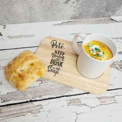 Printed Wooden Soup in Mug Board - Design 1 - Keep Warm Fathers Day