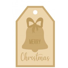 3MM MDF Layered Tag - Merry Christmas with Bell Christmas Crafting