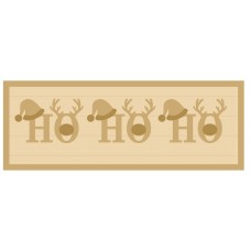 3MM MDF Layered Rectangular Plaque - HOHOHO with hats and antlers Christmas Crafting