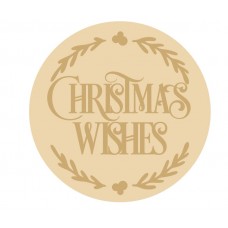 3MM MDF Layered Circle - Christmas Wishes with leaves Christmas Crafting