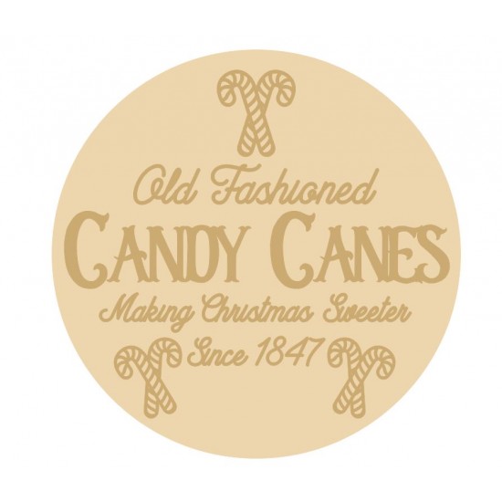 3MM MDF Layered Circle - Old Fashioned Candy Canes Christmas Crafting
