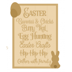3MM MDF A3 Layered Rectangle - Easter  Wording Plaque Easter
