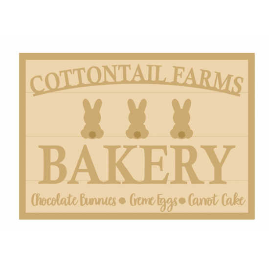 3MM MDF Layered Rectangular Plaque - Cotton Tail Farms Bakery Easter