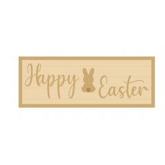 3MM MDF Layered Rectangular Plaque - Happy Easter with Bunny Easter