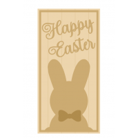 3MM MDF Layered Tall Leaner sign - Happy Easter with large bunny shape