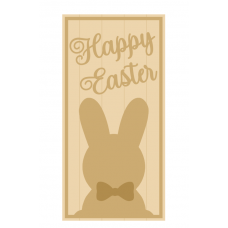 3MM MDF Layered Tall Leaner sign - Happy Easter with large bunny shape Easter