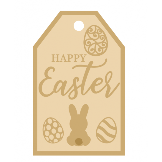 3MM MDF Layered Tag - Happy Easter Christmas Crafting
