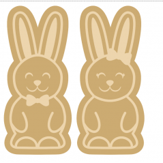 4mm Oak Veneer Layered Bunny Boy and Girl + 3mm mdf top layer Easter