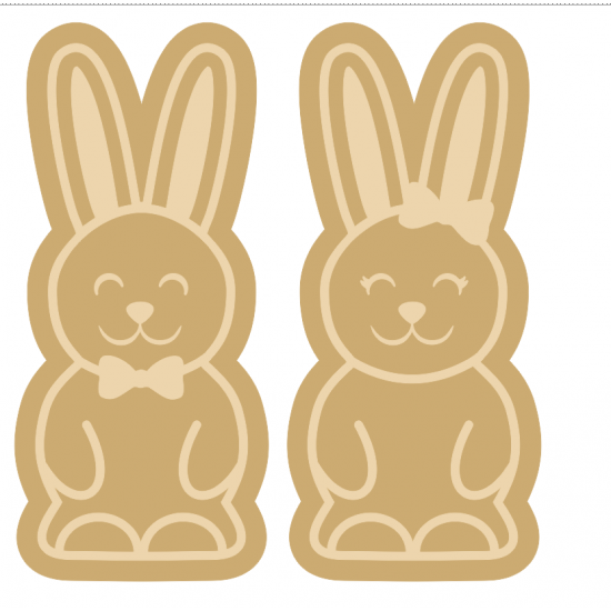 4mm Oak Veneer Layered Bunny Boy and Girl + 3mm mdf top layer Easter