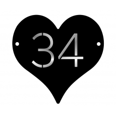 Double Layer Personalised Heart Shape Door Sign with stand offs - with number House Number Blanks