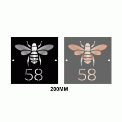 Double Layer Square Bee Personalised Door Sign with stand offs House Number Blanks