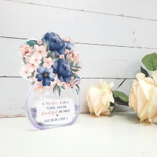 10mm Thick Printed Vase - Navy and Blush Mother's Day