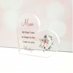 10mm Thick Printed Heart - Dusky Rose Mother's Day