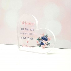 10mm Thick Printed Heart - Navy and Blush Mother's Day