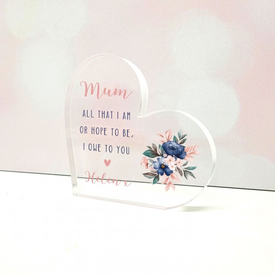 10mm Thick Printed Heart - Navy and Blush Mother's Day
