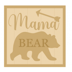 3mm mdf Layered Square Plaque - Mama Bear Joined Words and Names to Order