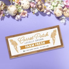 Printed Rectangular Foamboard Signs - Carrot Patch - wood effect Easter